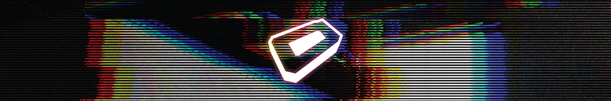 Overdrive emblem on a colorful glitch pattern