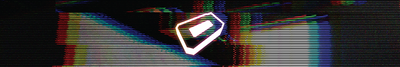 Overdrive emblem on a colorful glitch pattern.